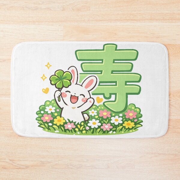 Item preview, Lucky Bunny Kanji "Happiness" Sticker | Cute Japanese Kawaii Rabbit with Four-Leaf Clover designed and sold by kawaii animal store (in Japan).
