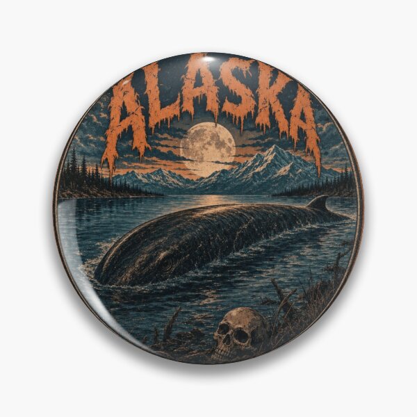 Item preview, Alaska Iliamna Lake Monster Cryptid Vintage Halloween Badge designed and sold by CKaracaCrafted.