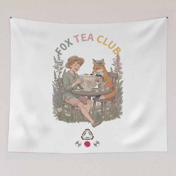 Item preview, Fox Tea Club - Cozy Woodland Tea Party Illustration designed and sold by m-yoga-store.
