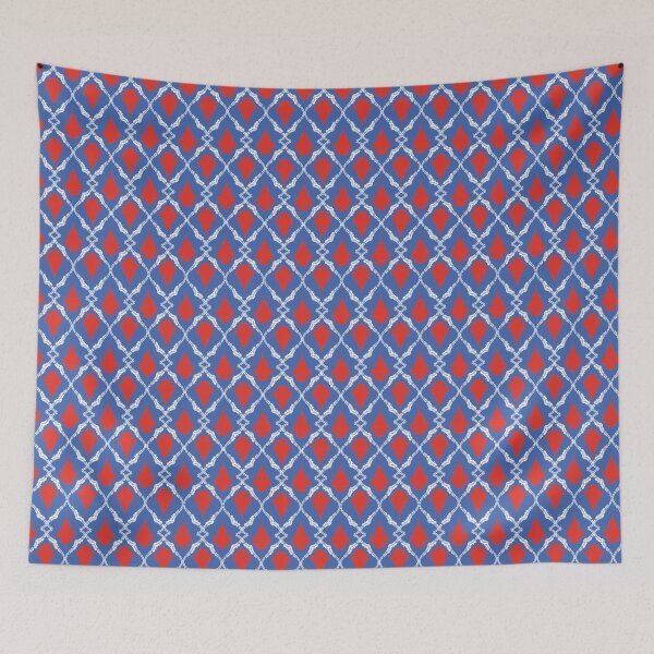 Item preview, Seamless Blue White Trellis with Red Floral Motif Geometric Pattern designed and sold by ChaReePat.