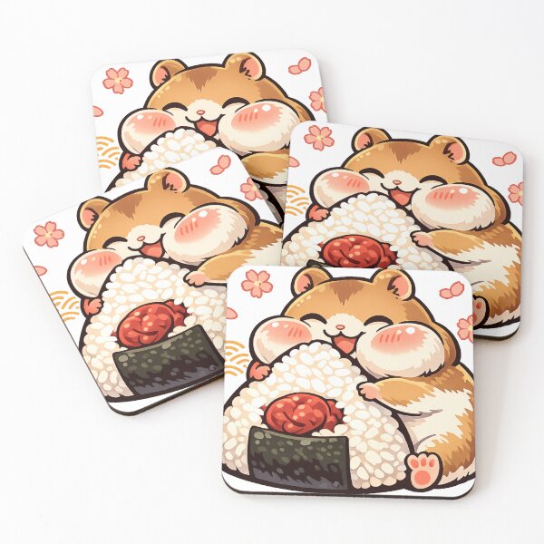 Item preview, Kawaii Hamster Hugging Giant Umeboshi Onigiri Sticker | Cute Japanese Food Anime Art designed and sold by kawaii animal store (in Japan).