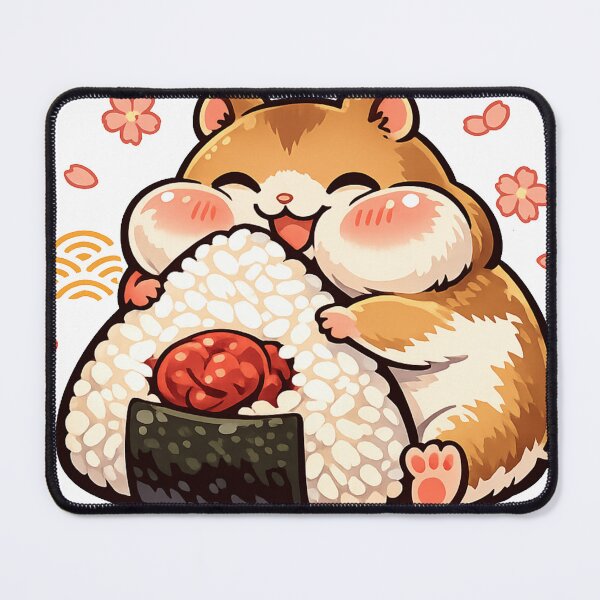 Item preview, Kawaii Hamster Hugging Giant Umeboshi Onigiri Sticker | Cute Japanese Food Anime Art designed and sold by kawaii animal store (in Japan).
