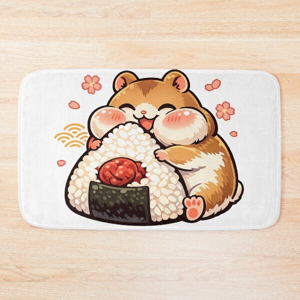 Item preview, Kawaii Hamster Hugging Giant Umeboshi Onigiri Sticker | Cute Japanese Food Anime Art designed and sold by kawaii animal store (in Japan).