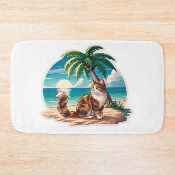 Item preview, Tropical Beach Cat Sunset Illustration | Cute Summer Kitty Design designed and sold by PixelStyle Studio.