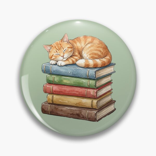 Item preview, Cat Mom Book Lover Gift for Birthdays & Mother's Day | Sleepy Orange Tabby Cat Napping on Book Stack Watercolor Design designed and sold by Covent Vaughn.