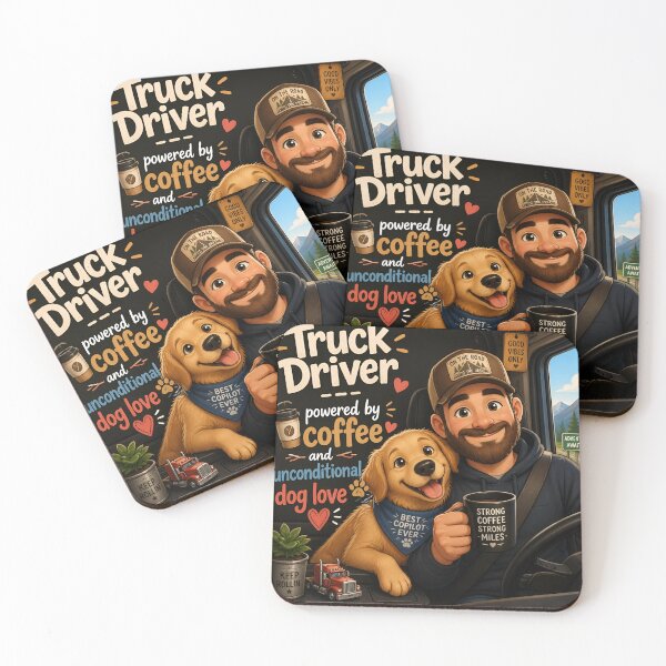 Item preview, Truck Driver Powered by Coffee and Unconditional Dog Love — Funny Truck Driver Dog Dad Gift designed and sold by DoggyDayLove.