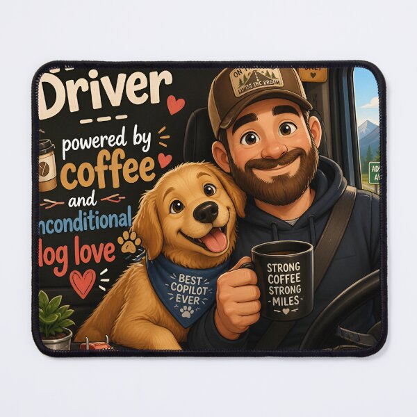 Item preview, Truck Driver Powered by Coffee and Unconditional Dog Love — Funny Truck Driver Dog Dad Gift designed and sold by DoggyDayLove.