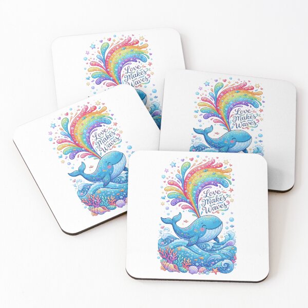Item preview, Love Makes Waves - Rainbow Whale Pride Illustration designed and sold by DesignsCreative.