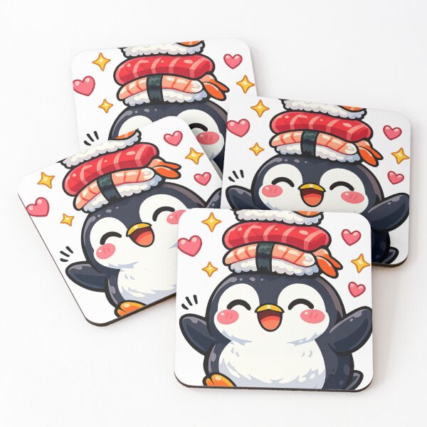 Item preview, Kawaii Penguin Balancing Sushi – Cute Japanese Food Anime Sticker designed and sold by kawaii animal store (in Japan).