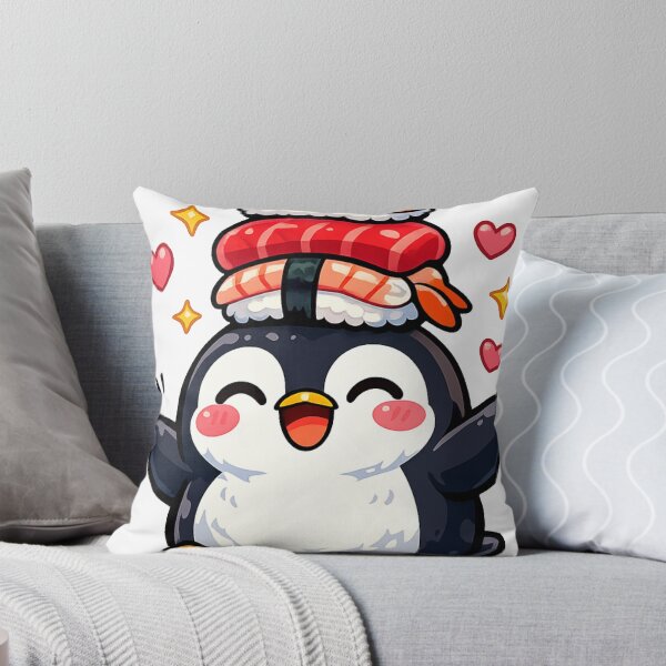 Item preview, Kawaii Penguin Balancing Sushi – Cute Japanese Food Anime Sticker designed and sold by kawaii animal store (in Japan).
