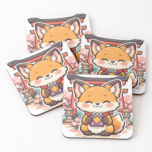 Item preview, Cute Shrine Fox with Lucky Omamori Sticker | Kawaii Japanese Kitsune Anime Vector Design designed and sold by kawaii animal store (in Japan).