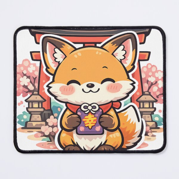 Item preview, Cute Shrine Fox with Lucky Omamori Sticker | Kawaii Japanese Kitsune Anime Vector Design designed and sold by kawaii animal store (in Japan).