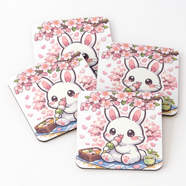 Item preview, Kawaii Rabbit Hanami Dango Under Cherry Blossoms | Japanese Sakura Spring Sticker designed and sold by kawaii animal store (in Japan).