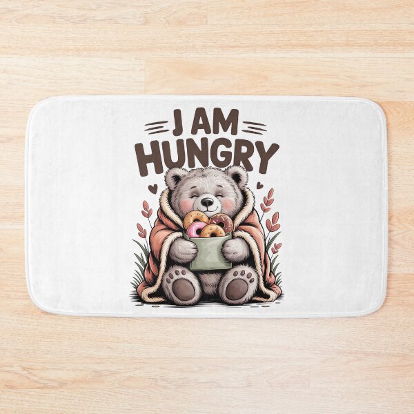 Item preview, I Am Hungry Fluffy Bear Wrapped In Blanket Eating Donuts designed and sold by BumbleBloom7.