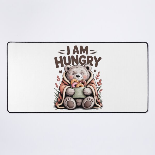 Item preview, I Am Hungry Fluffy Bear Wrapped In Blanket Eating Donuts designed and sold by BumbleBloom7.