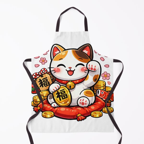 Item preview, Kawaii Lucky Maneki Neko Sticker | Japanese Lucky Cat with Gold Coins & Sakura designed and sold by kawaii animal store (in Japan).