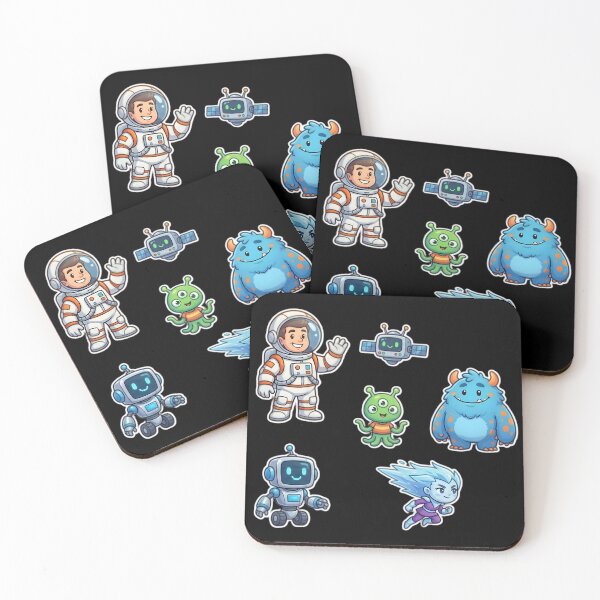 Item preview, Cute Kawaii Space Sticker Pack | Astronaut Robot Alien Monster Planet Star Cartoon Characters designed and sold by Bhaskar Digital Art.