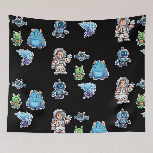 Item preview, Cute Kawaii Space Sticker Pack | Astronaut Robot Alien Monster Planet Star Cartoon Characters designed and sold by Bhaskar Digital Art.