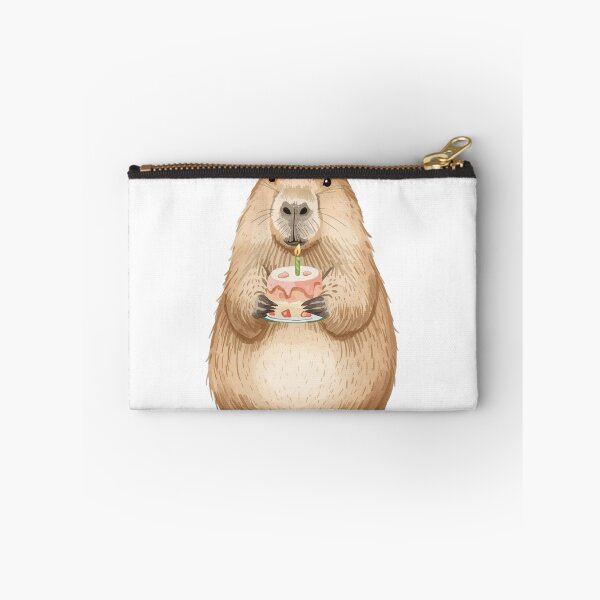 Item preview, Cute Capybara Holding Birthday Cake Illustration designed and sold by takeng07.