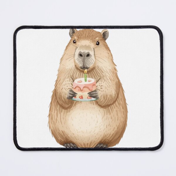 Item preview, Cute Capybara Holding Birthday Cake Illustration designed and sold by takeng07.