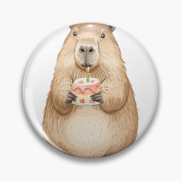 Item preview, Cute Capybara Holding Birthday Cake Illustration designed and sold by takeng07.