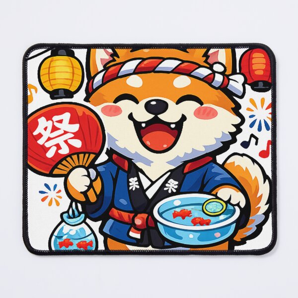 Item preview, Kawaii Shiba Inu at Japanese Summer Festival Sticker | Cute Matsuri Dog with Lanterns & Goldfish designed and sold by kawaii animal store (in Japan).