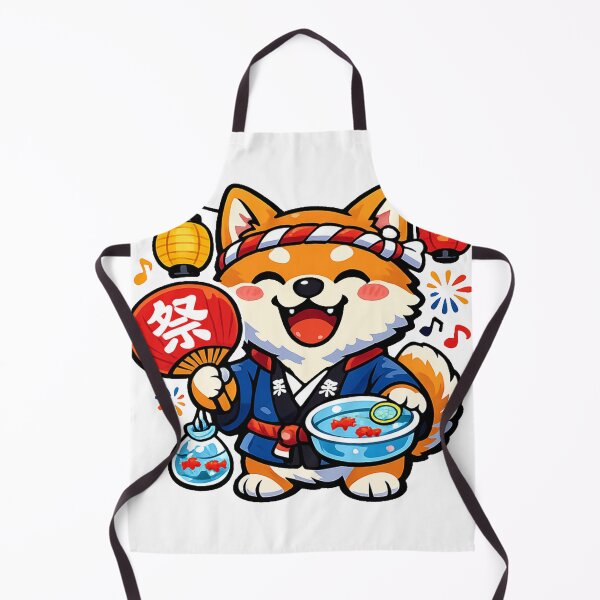 Item preview, Kawaii Shiba Inu at Japanese Summer Festival Sticker | Cute Matsuri Dog with Lanterns & Goldfish designed and sold by kawaii animal store (in Japan).