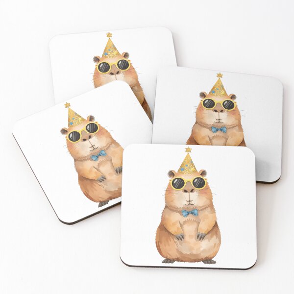 Item preview, Cool Capybara Wearing Party Hat And Sunglasses designed and sold by takeng07.