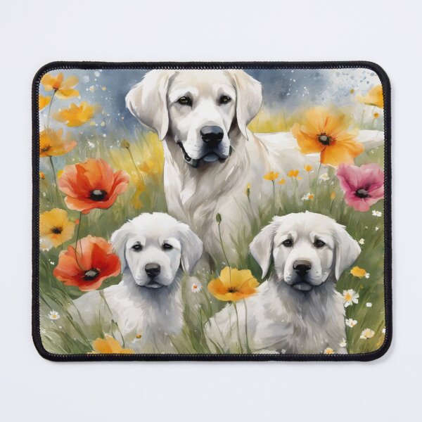 Item preview, White Labradors in a Flower Field designed and sold by Wags & Tails.