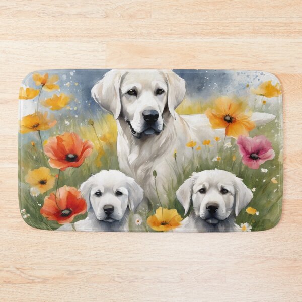 Item preview, White Labradors in a Flower Field designed and sold by Wags & Tails.