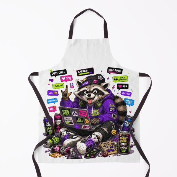 Item preview, Chaotic Raccoon Gamer Art | Cute Streetwear Animal Vinyl Decal designed and sold by StickersHul.