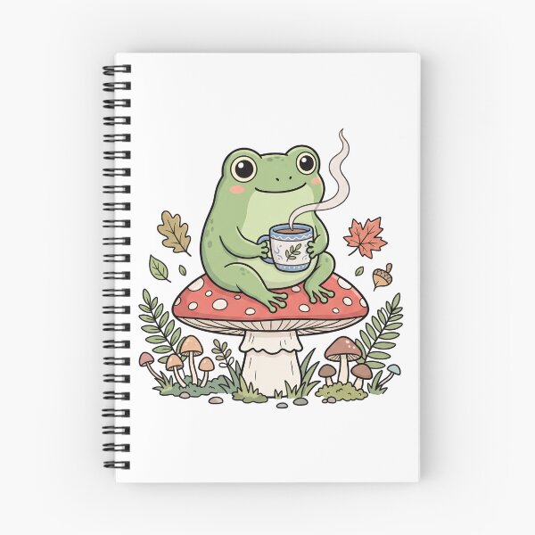 Item preview, Cute Amphibian Sipping Coffee on Fungi Fall designed and sold by FrankOliver.