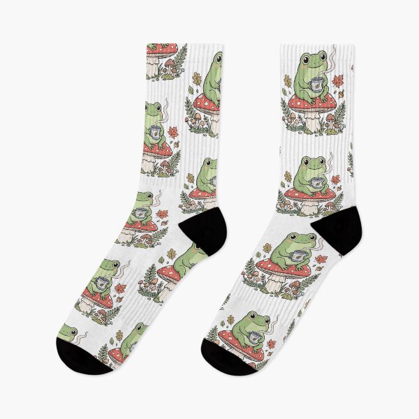 Item preview, Cute Amphibian Sipping Coffee on Fungi Fall designed and sold by FrankOliver.