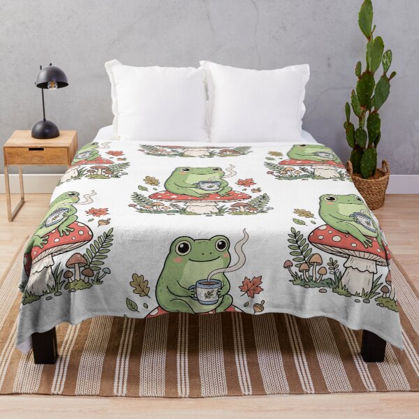 Item preview, Cute Amphibian Sipping Coffee on Fungi Fall designed and sold by FrankOliver.