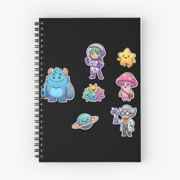 Item preview, Cute Kawaii Space Characters Sticker Pack | Astronaut Girl Monster Planet Mushroom Scientist Cartoon Art designed and sold by Bhaskar Digital Art.