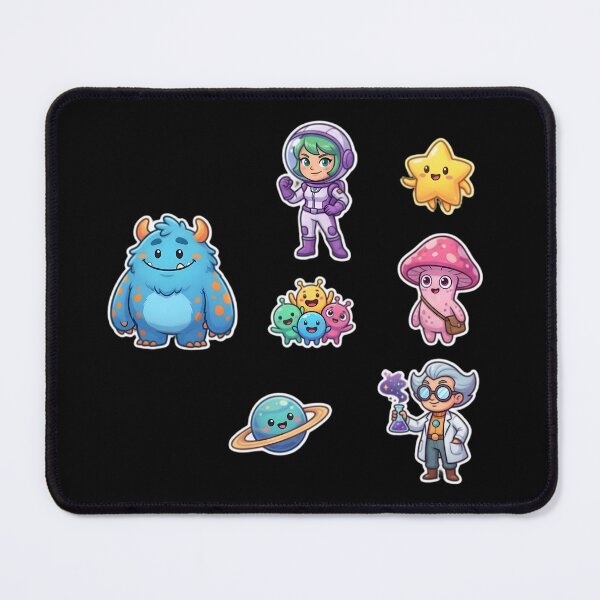 Item preview, Cute Kawaii Space Characters Sticker Pack | Astronaut Girl Monster Planet Mushroom Scientist Cartoon Art designed and sold by Bhaskar Digital Art.