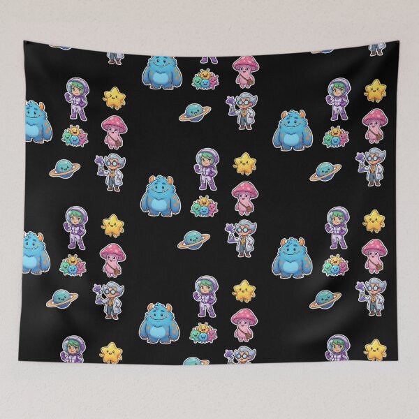 Item preview, Cute Kawaii Space Characters Sticker Pack | Astronaut Girl Monster Planet Mushroom Scientist Cartoon Art designed and sold by Bhaskar Digital Art.