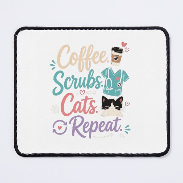 Item preview, Coffee. Scrubs. Cats. Repeat. | Funny Nurse Cat Lover T-Shirt | RN Coffee Gift designed and sold by 1PRINTORA1.