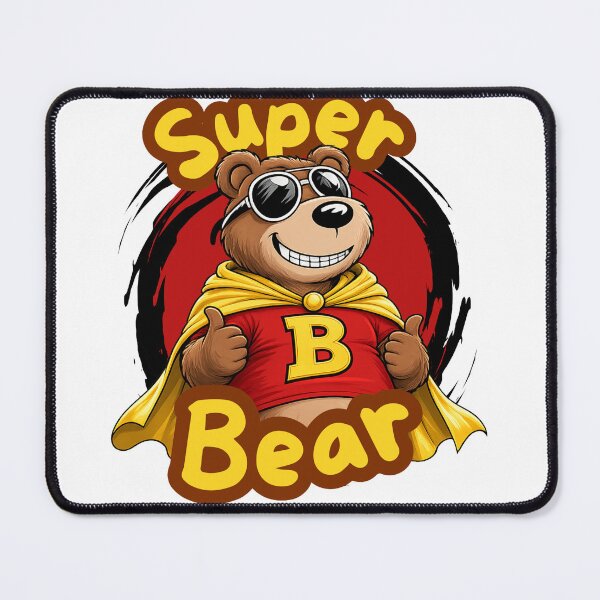 Item preview, Super Bear - Cool Cartoon Hero Bear with Yellow Cape designed and sold by Peanutspixel.