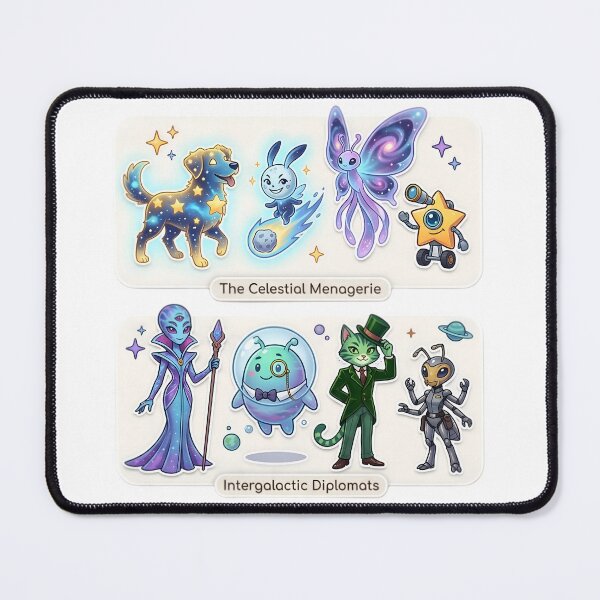 Item preview, Celestial Menagerie & Intergalactic Diplomats | Kawaii Space Animals Alien Characters Sticker Pack designed and sold by Bhaskar Digital Art.