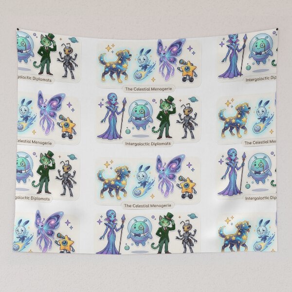 Item preview, Celestial Menagerie & Intergalactic Diplomats | Kawaii Space Animals Alien Characters Sticker Pack designed and sold by Bhaskar Digital Art.
