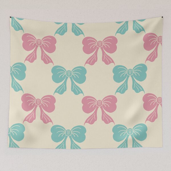 Item preview, Large Two Tone Coquette Bow Toile Pink Mint designed and sold by DColourMuse.