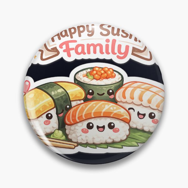 Item preview, Happy Sushi Family | Cute Kawaii Food Typography Design designed and sold by VasiArtLab.