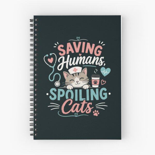 Item preview, Saving Humans, Spoiling Cats | Funny Nurse Cat Lover T-Shirt | RN Gift for Cat Moms designed and sold by 1PRINTORA1.