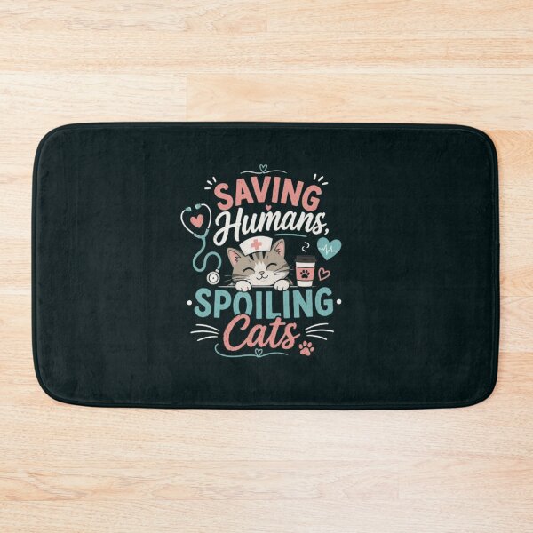 Item preview, Saving Humans, Spoiling Cats | Funny Nurse Cat Lover T-Shirt | RN Gift for Cat Moms designed and sold by 1PRINTORA1.