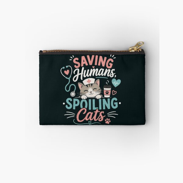 Item preview, Saving Humans, Spoiling Cats | Funny Nurse Cat Lover T-Shirt | RN Gift for Cat Moms designed and sold by 1PRINTORA1.
