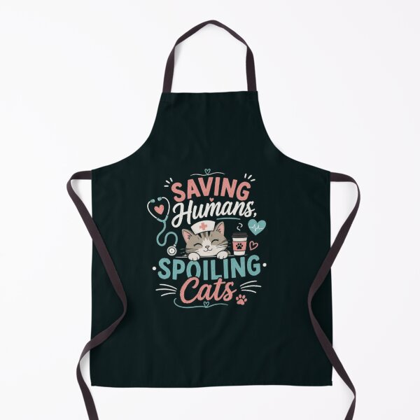 Item preview, Saving Humans, Spoiling Cats | Funny Nurse Cat Lover T-Shirt | RN Gift for Cat Moms designed and sold by 1PRINTORA1.