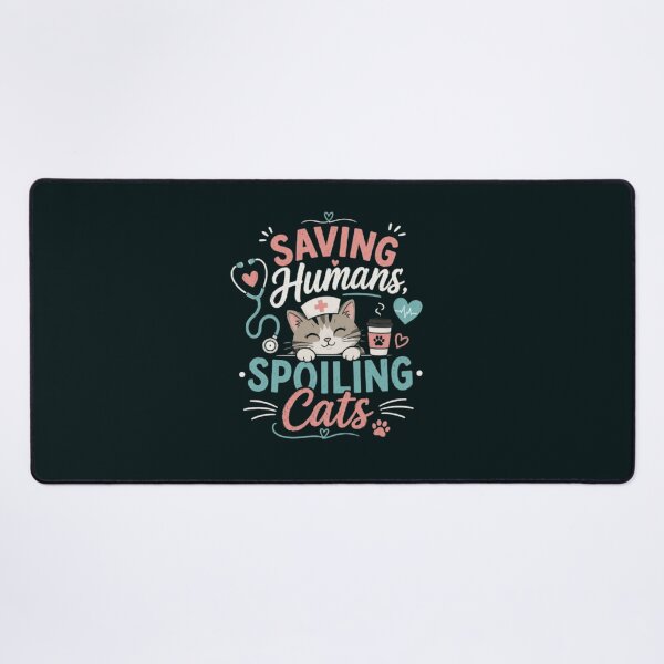Item preview, Saving Humans, Spoiling Cats | Funny Nurse Cat Lover T-Shirt | RN Gift for Cat Moms designed and sold by 1PRINTORA1.