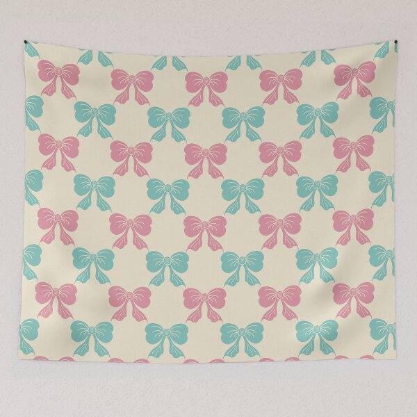 Item preview, Medium Two Tone Coquette Bow Toile Pink Mint designed and sold by DColourMuse.