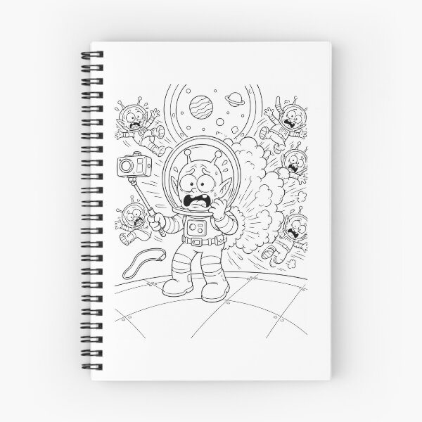 Item preview, Funny Alien Space Selfie Gone Wrong Astronaut Chaos Cartoon designed and sold by ComedyInkFactor.